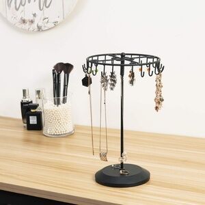 black metal freestanding rotating necklace stand